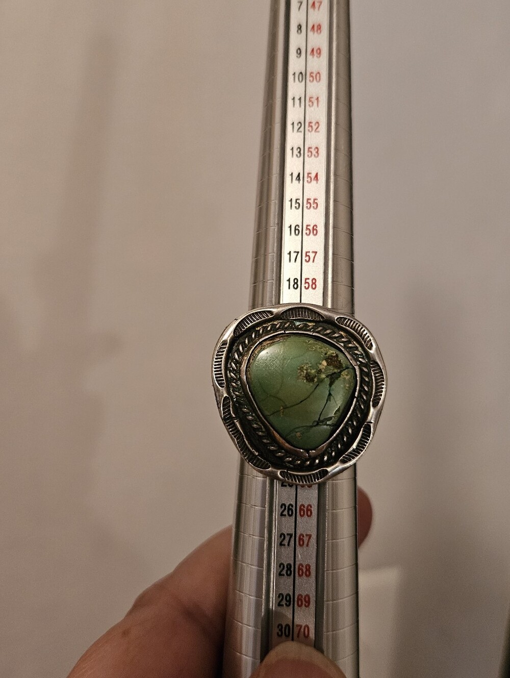 Vintage Sterling Silver Green Variscite Ring, Size 9+,Southwestern, Native Style - Picture 9 of 9